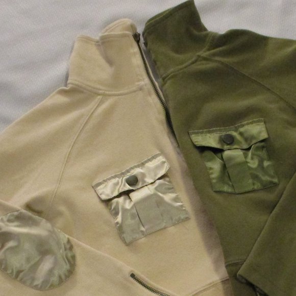 π J.J BASICS VINTAGE GREEN AND BEIGE (2) FULL-ZIP CROP TOPS β SIZE L π - Picture 15 of 15
